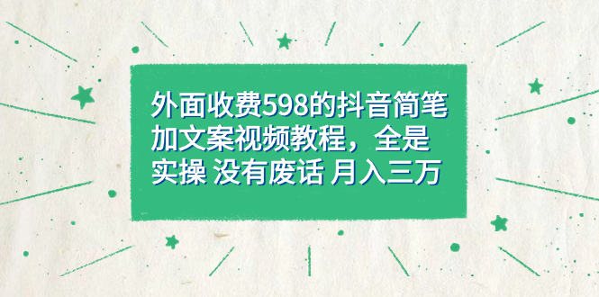 图片[1]-外面收费598抖音简笔加文案教程，全是实操 没有废话 月入三万（教程+资料）-阿灿说钱