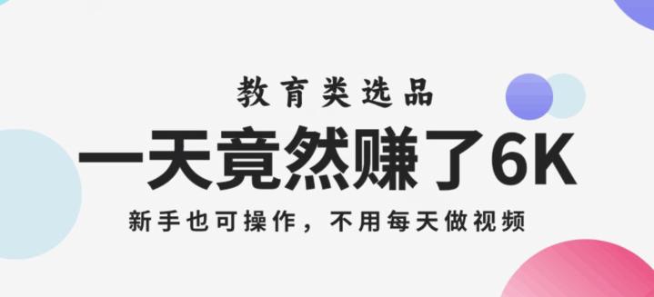图片[1]-一天竟然赚了6000多，教育类选品，新手也可操作，更不用每天做短视频【揭秘】-阿灿说钱