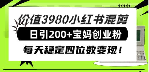 图片[1]-价值3980小红书混剪日引200+宝妈创业粉，每天稳定四位数变现！-阿灿说钱