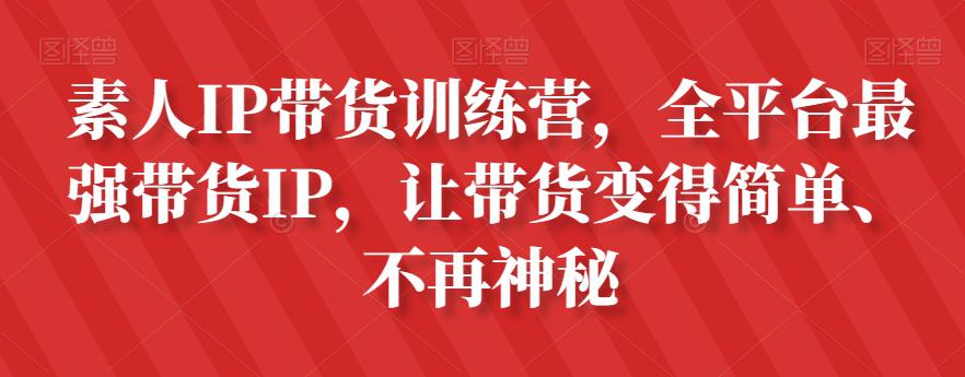 图片[1]-素人IP带货攻略：全平台最强带货IP，让带货变得简单、不再神秘-阿灿说钱