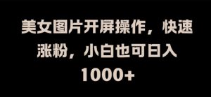 美女图片开屏操作,快速涨粉,小白也可日入1K【揭秘】-吉井万事屋资源网