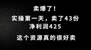 这个资源需求很大,实操第一天卖了43份,净利润425-吉井万事屋资源网