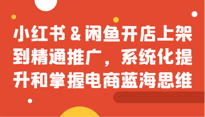 小红书&闲鱼开店上架到精通推广，系统化提升和掌握电商蓝海思维 -1