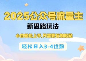 2025公双号流量主新思路玩法，小白轻松上手，只需要复制粘贴，轻松日入3-4位数-吉井万事屋资源网