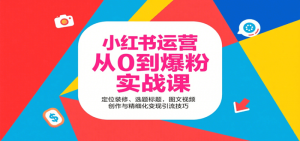 小红书运营从0到爆粉实战课：定位装修、选题标题，图文视频创作与精细化变现引流技巧-吉井万事屋资源网