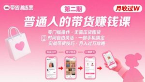 小红书带货第二期训练营，普通人月收过W的带货课，时间自由，零门槛无压货，一部手机即可操作-吉井万事屋资源网
