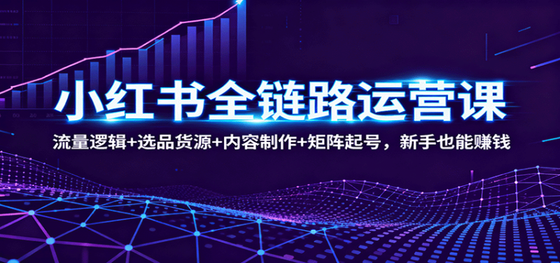 小红书全链路运营课：流量逻辑+选品货源+内容制作+矩阵起号，新手也能赚钱 -1