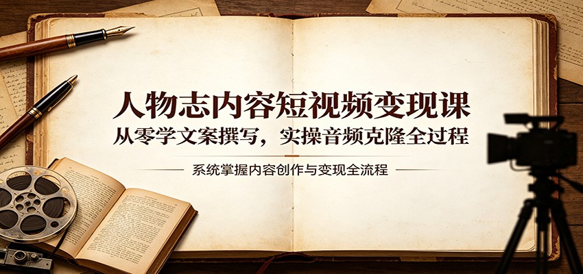 人物志内容短视频变现课:从零学文案撰写,实操音频克隆全过程-吉井万事屋资源网