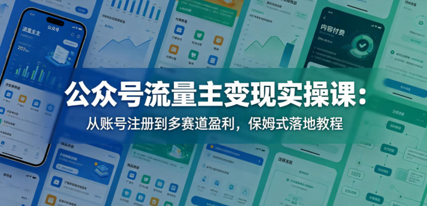 公众号流量主变现实操课:从账号注册到多赛道盈利,保姆式落地教程-吉井万事屋资源网