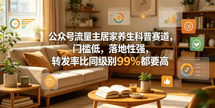 公众号流量主居家养生科普赛道,门槛低,落地性强,转发率比同级别99%都要高-吉井万事屋资源网